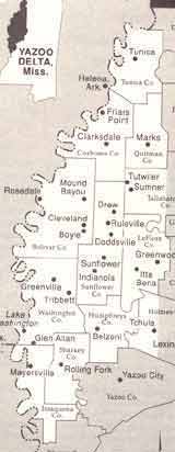 Map of the Mississippi Delta counties.