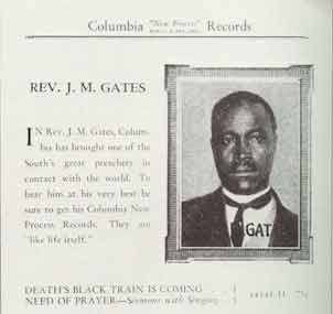 Advertisement for a recording of Reverend Gates